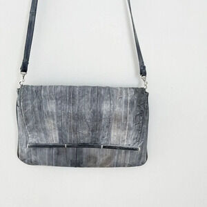 Vintage Women’s Eel Skin Crossbody Purse Gray Shoulder Bag Luxury Designer Small